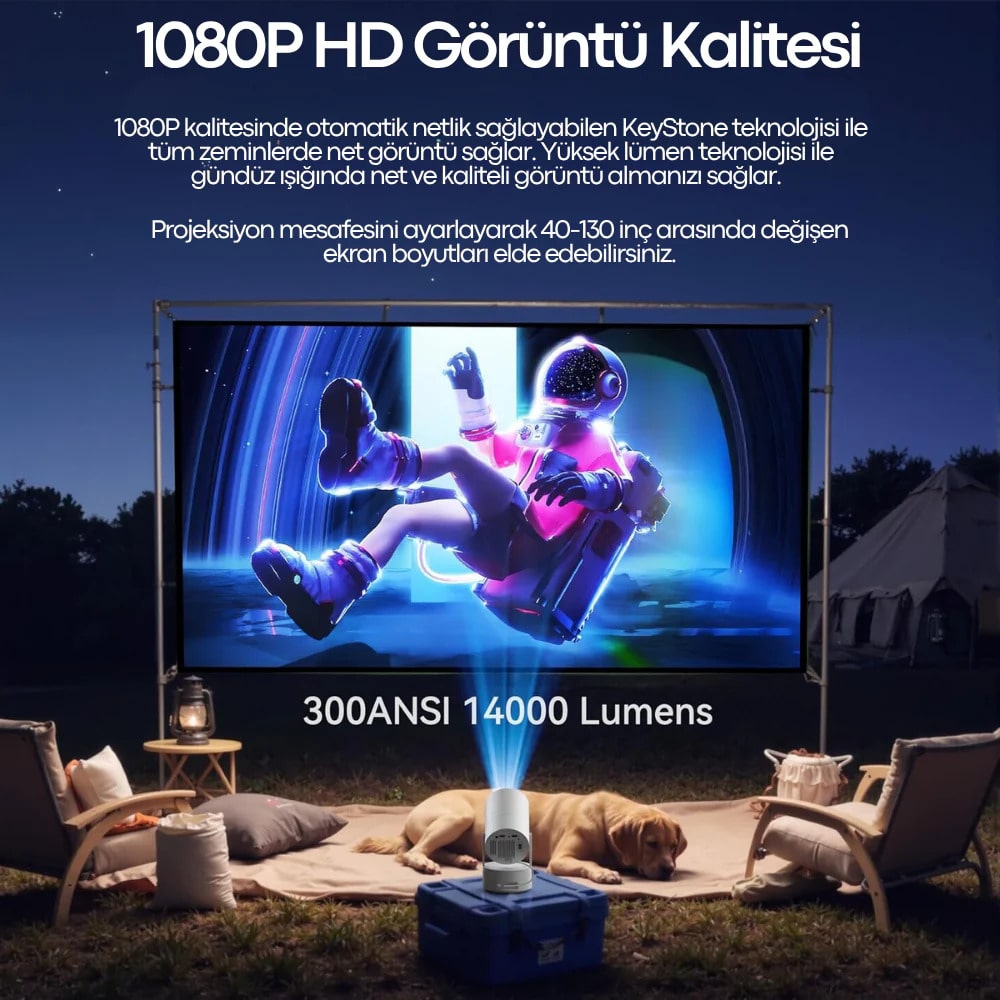 Ambiya - Taşınabilir Sinema Projektörü 4K Ultra HD