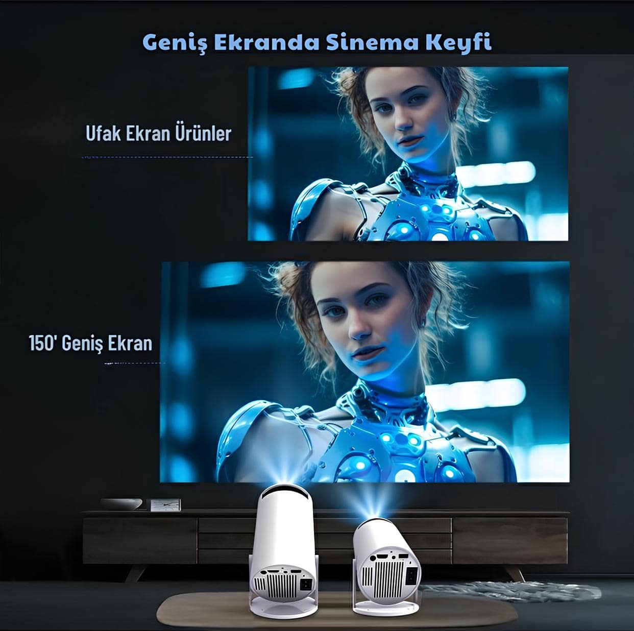 Ambiya - Taşınabilir Sinema Projektörü 4K Ultra HD